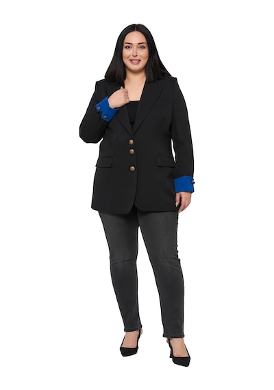 Disentis Büyük Beden Manşeti Kumaş Garnili Düğme Detaylı Astarlı Siyah Saks Mavi Blazer Ceket Siyah Saks Disentis Büyük Beden Manşeti Kumaş Garnili Düğme Detaylı Astarlı Siyah Saks Mavi Blazer Ceket Siyah Saks
