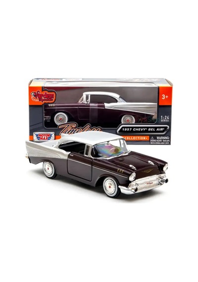 Motormax 1957 Chevrolet Belair 1:24 Ölçek Diecast Model Araba Bordo