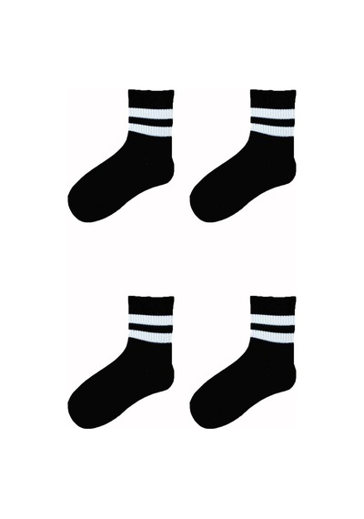 4Lü Unisex Çizgili Kısa Çorap Pamuklu Tenis Ekonomik