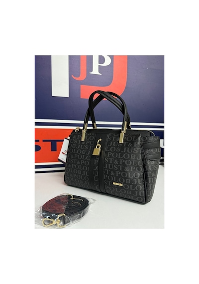 Just Polo Kadın Siyah Monogram El Ve Omuz Çantası Yeni Sezon 2201mh 46669619