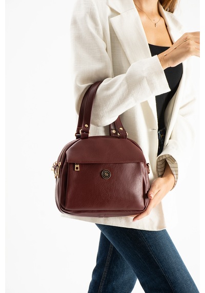 Sanmorris Kadın Suni Deri Ayarlanabilir Çapraz Askılı Smart Casual Omuz Ve El Çantası Bordo