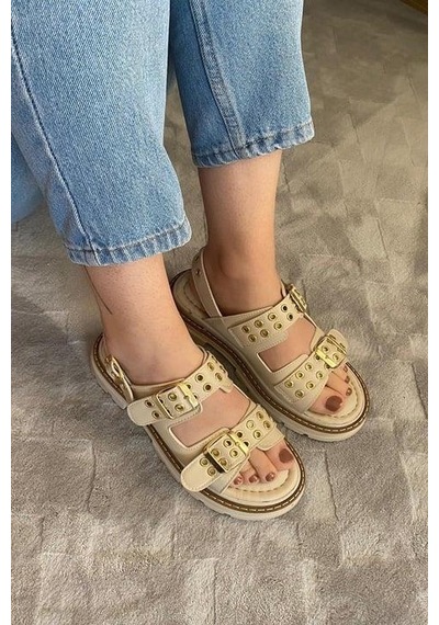 Asmi Shoes Kadın Simya Krem Çift Bantlı Kapsül Detaylı Kalın Taban Ortopedik Sandalet Krem Krem Asmi Shoes Kadın Simya Krem Çift Bantlı Kapsül Detaylı Kalın Taban Ortopedik Sandalet Krem Krem