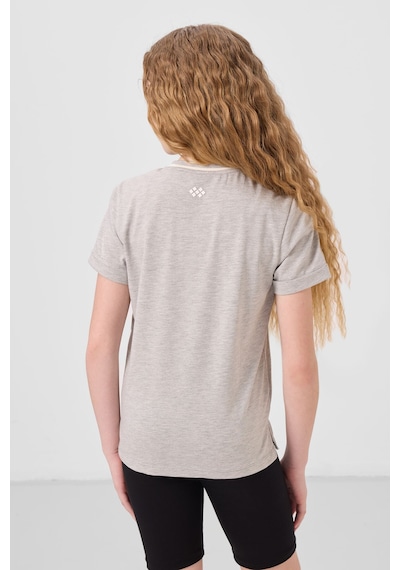 Gri Melanj Pamuklu O Yaka Standart Fit Basic Kız Çocuk T-shirt - 75177 Gri Melanj