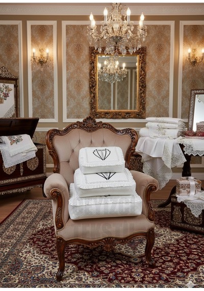 Northcity Çeyizlik Damat Figürlü Saten Dantelli Krem 3lü Bohça, Nişan Gelin Damat Hurcu 3lü, Damat Bohçası