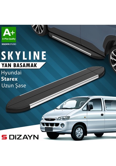 S-dizayn Hyundai H-1 Starex Uzun Şase Skyline Krom Yan Basamak 213 Cm 1998-2007 A+ Kalite