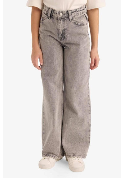 Defacto %100 Pamuk Straight Wide Geniş Paça Jean Pantolon Kız Çocuk G4943a825aunm18 Gri-nm18