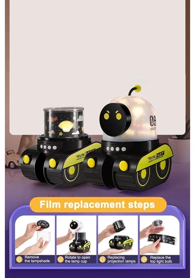 Buğz Robot Projeksiyon Gece Lambası Hoparlörlü Şarjlı Yıldızlı Gökyüzü Temalı Led Projeksiyon Lambası