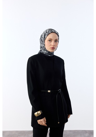 Mirsoy Scarf Lavin Desen Eşarp Siyah