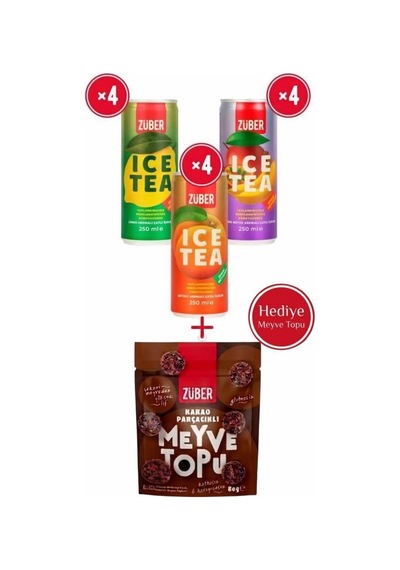 Ice Tea Soğuk Çay Deneme Paketi 250ml X 12 Adet Limon, Şeftali, Tropik + Sürpriz Bar Hediye