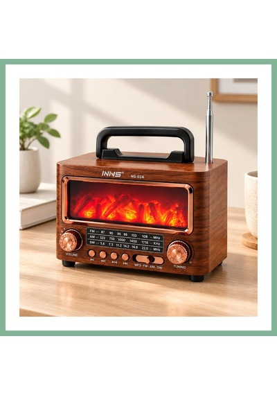 Bşkvirgo Şömineli Retro Radyo Bluetooth Hoparlör - Am/fm/sw Usb/type-c Şarjlı Bsk2026
