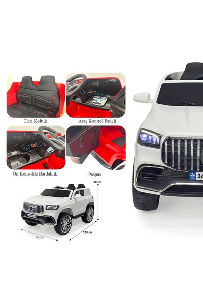Akülü Kumandalı Beyaz Araba Voyage Gt 4x2 Deri Koltuklu