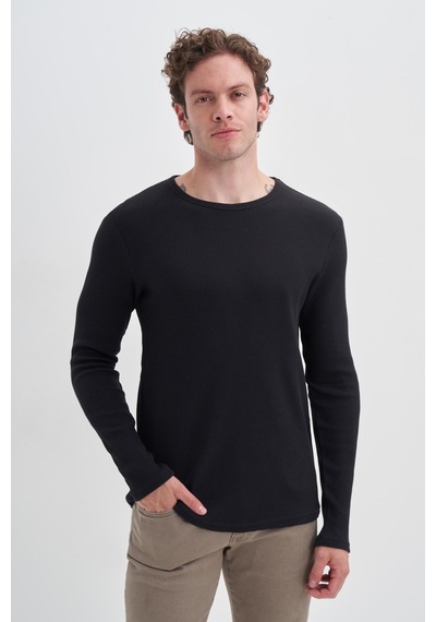 Cazador 51640 Erkek Bisiklet Yaka Sweatshirt Siyah