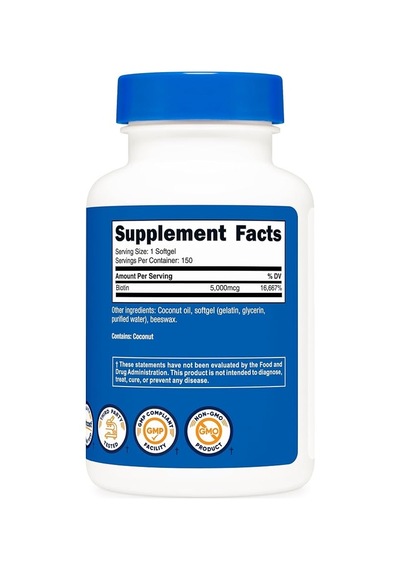 Biotin Vitamin B7 5,000 Mcg 150 Softgels Saç, Cilt Ve Tırnak Desteği