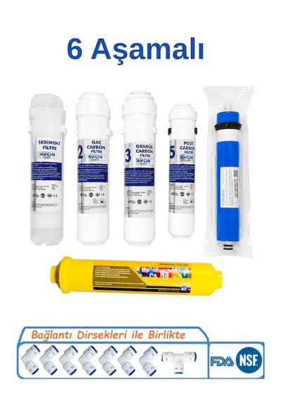 Avon Class 6 Aşamalı Kapalı Kasa Su Arıtma Filtre Seti Vontron Membranlı Sediment, Gac Karbon, Granül Karbon, Post Karbon, Ro Membran Filtre Seti