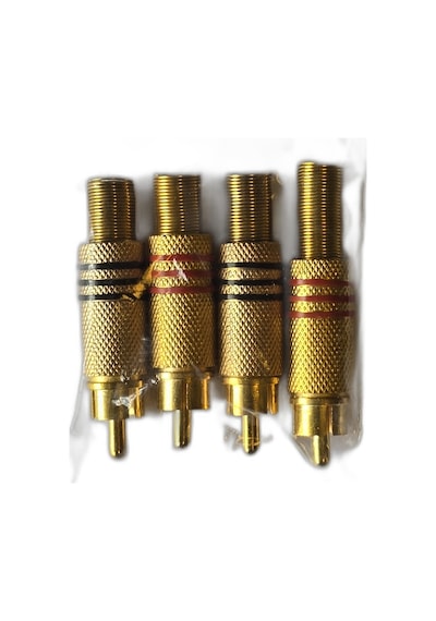 Metal Rca Erkek Fiş Konnektör Ucu Altın Kaplama Ses Fişi 4 Adet