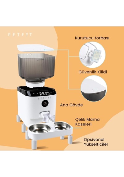 Petfit Autodine X Plus 5l Wi-fi Kameralı Çift Kase Akıllı Otomatik Kedi Köpek Mama Kabı Besleme Ünitesi Sesli Ko