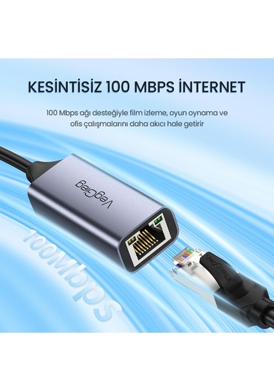 Usb Type-c 100mbps Rj45 Lan Ethernet İnternet Çevirici Dönüştürücü