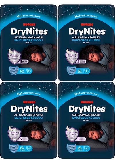 Drynites Emici Gece/külot Bez Erkek 13+yaş 48-60kg Xl 36 Adet XL 4'lü