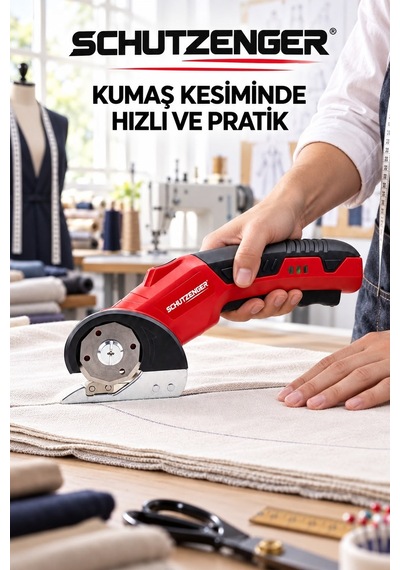 Type-c Şarjlı Kumaş Deri Kesme Makası Profesyonel Hızlı Kesim German Kırmızı Sp12