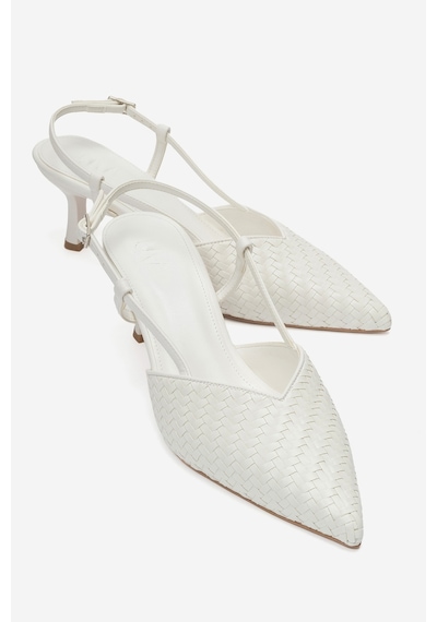 Luvi Shoes Mavero Beyaz Örgü Kadın Topuklu Ayakkabı
