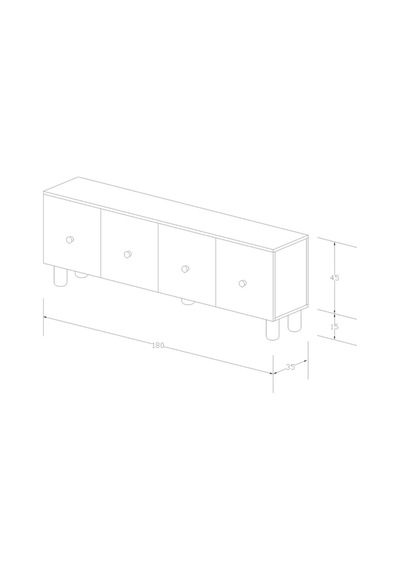 Tamamı Mdf Luna Tv Ünitesi 180 Cm Safir Meşe Kahverengi