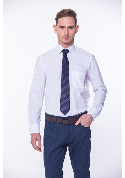 Fitmens Erkek Klasik Uzun Kol Terry Cotton Hediye Kutulu Gömlek - Beyaz