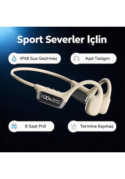 Kemik İletimli Yüzme Kulaklığı, 32gb Dahili Depolama, Ip68 30m Derin Su Geçirmez Beyaz