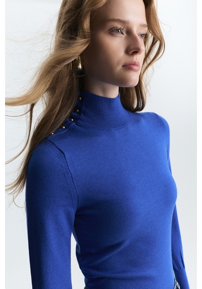 Antioch Düğmeli Triko Kazak Saks