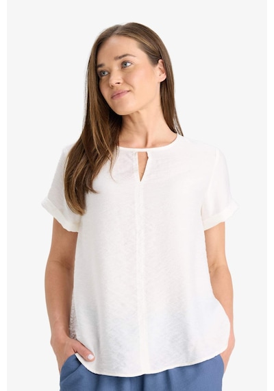 Defacto Regular Fit Yuvarlak Yaka Kısa Kollu Bluz C8831ax25smer105 Ekru