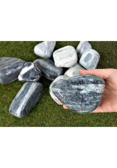Siyah-beyaz Çizgili Dolomit Taş 10 Kg 6-10 Cm Siyah Beyaz Dolomit Dere Taşı Çakıl Taşı Bahçe Taşı Diğer