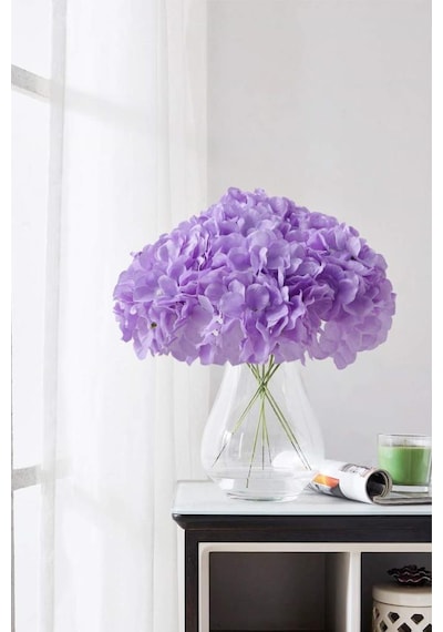 Yapay Çiçek Ortanca Çiçeği Demeti 43 Cm Açık Lila
