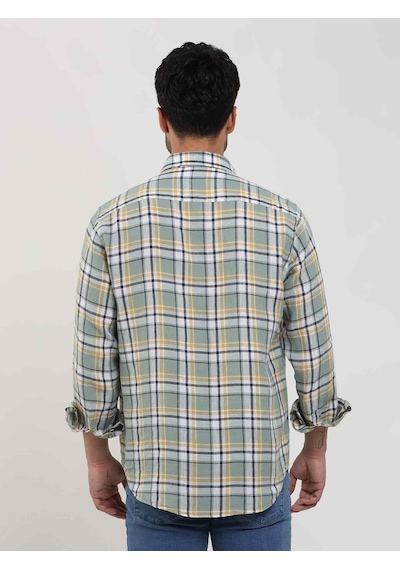 Dufy Yeşil Erkek Slim Fit Çiçek Desenli Klasik Yaka Uzun Kol Gömlek - 104885-yeşil Yeşil