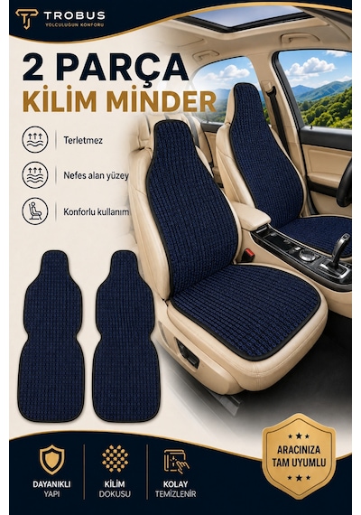 Nissan Juke 2011-2018 Üniversal Örme Ön 2 Parça Minder Terletmez Kaymaz Taban Lacivert Siyah