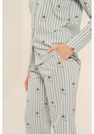Arnetta Kadın Cute Puppy Yeşil Gömlek Pijama Takımı Ar3735-s-v1 Ar3735-s-v1