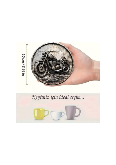 Kututr Retro Motosiklet Temalı 6'li Mdf Bardak Altlığı Seti 10 Cm Brd-034 Diğer