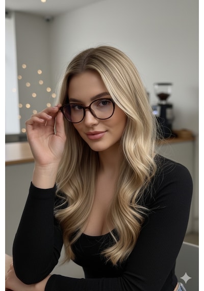 Glam Cat Eye Mavi Işık Filtreli Optik Cam Uyumlu Koruyucu Gözlük Kahverengi