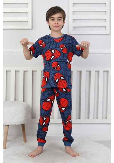 Bunny Hopp Erkek Çocuk Oyun Konsolu Desenli Kısa Kollu Yazlık Pijama Takımı %100 Pamuk Süprem Penye Açık Lacivert