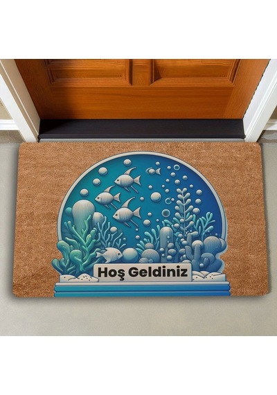 Valerine Life Balıklar Ve Deniz Çayırları Hoş Geldiniz Kapı Önü Paspası 45x70cm