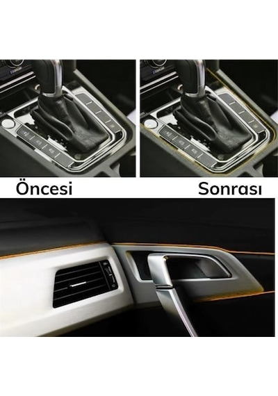 Buffer Gold Araba Oto Trim Dekorasyon Şeridi Kauçuk Elastik Kolay Kurulum 5 Metre Şerit Bant