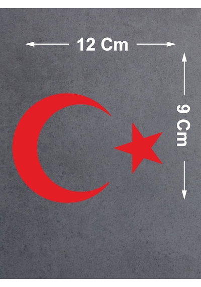 Türk Bayrağı Ay Yıldız Sticker - Araba Oto Motosiklet Karavan Sticker - 00323 12x9 Cm