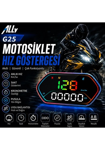 Ally Hud G25 Obd2 + Gps Head Up Display Hud Dijital Hız Göstergesi - Motosiklet İle Uyumlu- 5775