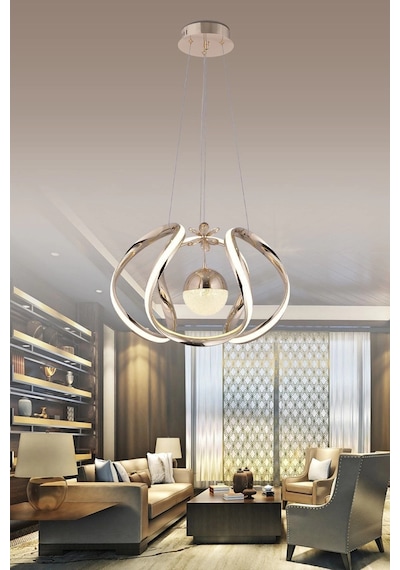 Nilüfer 3 Renk Gold Sarı Beyaz Ve Gün Işığı Luxury Led Kristal Taşlı Avize Çok Renkli