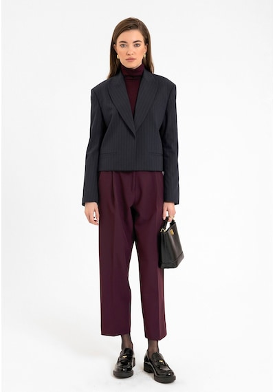 Antioch Relax Fit Düğmesiz Crop Kadın Blazer Ceket Lacivert