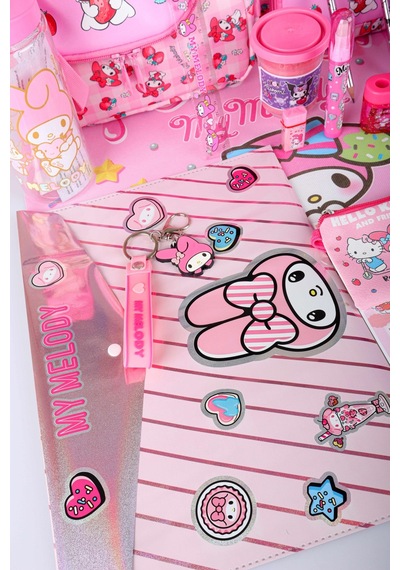 X Dekomus Lisanslı My Melody Sweet Berry Collection Full Kırtasiye Seti Okul,termoslu Beslenme Ve Kalem Çantası,beslenme Kabı,matara Açık Gri