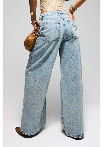 Itsbasic Kadın Kot Rengi T-12s6-32 Süper Baggy Orta Bel Parlak Taşlı Özel Tasarım Denim Jean Itsbasic Kadın Kot Rengi T-12s6-32 Süper Baggy Orta Bel Parlak Taşlı Özel Tasarım Denim Jean