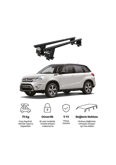 Royal Suzuki Vitara 2015 Ve Sonrası Uyumlu Siyah Ara Atkı Port Bagaj Tavan Barı