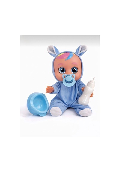 Konuşan Ve Gözyaşı Döken Kolları Ve Kafası Et Bebek Peluş Tulumlu 28 Cm Ağlayan Oyuncak Bebek Mavi