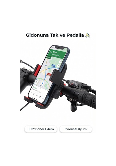 Bisiklet Motosiklet Gidon Tipi Telefon Ve Mini Tablet Tutucu Kilitli Stand
