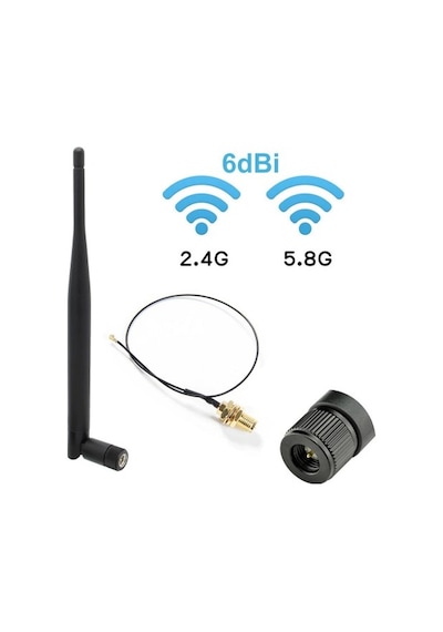 6dBi 2.4GHz & 5.8GHz Dual Band Wi-Fi Anten + 35cm Ipex UFL Kablo