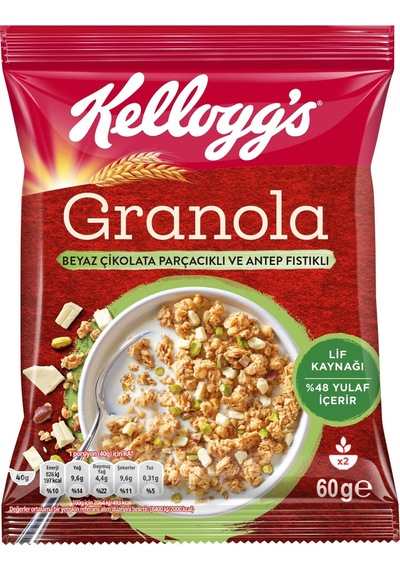 Kellogg's Beyaz Çikolata Parçacıklı&antep Fıstıklı Granola 60gr